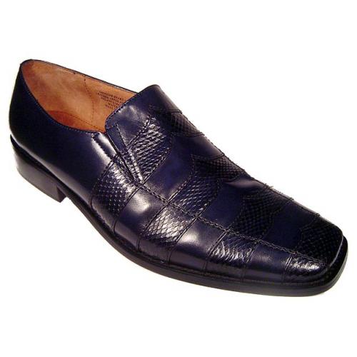Giorgio Brutini Navy Blue Genuine Snake Skin Loafers #157553